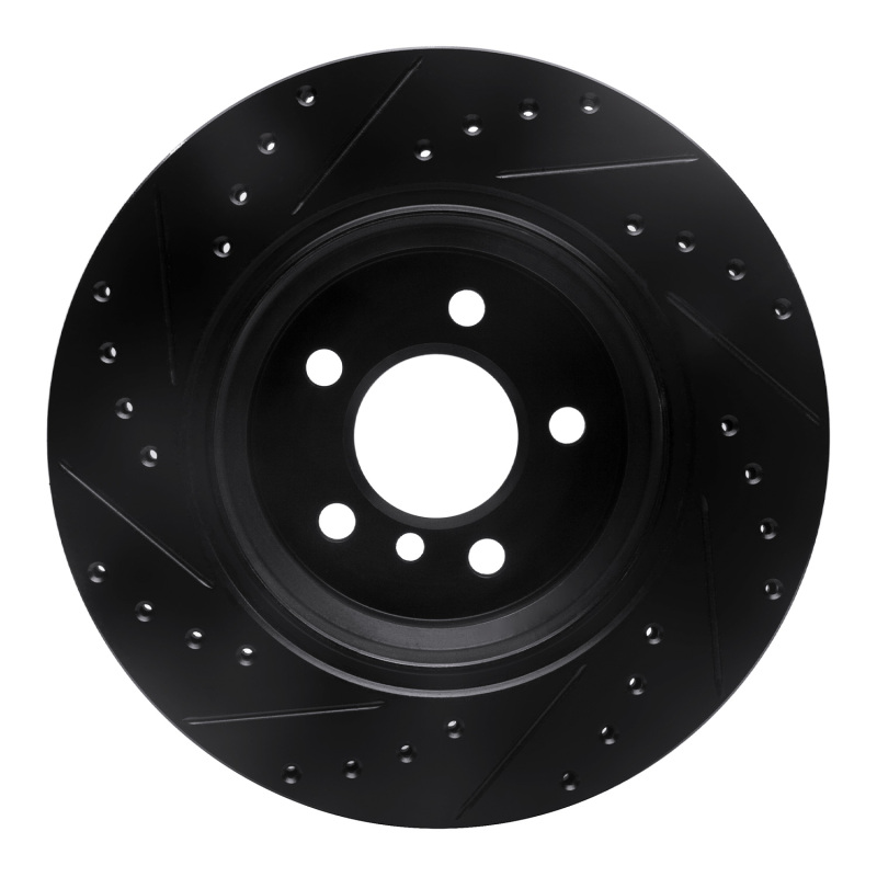 BMW X5 Brake Rotor (1) - Rear Right - R1 Concepts - Drilled & Slotted - Black - `02-`06